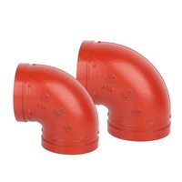 Coude rainuré 11.25 °   22.5 °   45 °   Raccord de tuyauterie rainuré en fonte ductile à 90 degrés pour la protection incendie PN10/PN16/PN25