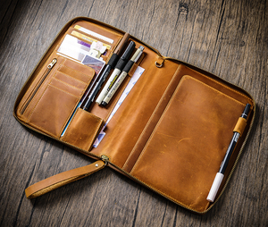 Lujosa funda de cuaderno con cremallera de cuero A5 Hobonichi Cousin Leuchtturm 1917 diario cartera organizador planificador cuaderno - Product Image 5