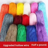 Upgraded Hollow Bright Ice Silk & Wool Chenille Yarn Lightweight Dyed Thin Thread for Crochet Bags Hats and Hand-knitted Needles
