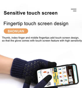 Guanti da uomo guanti invernali lavorati a maglia più guanti touch screen da equitazione in maglia di alpaca spessa in velluto - Product Image 2