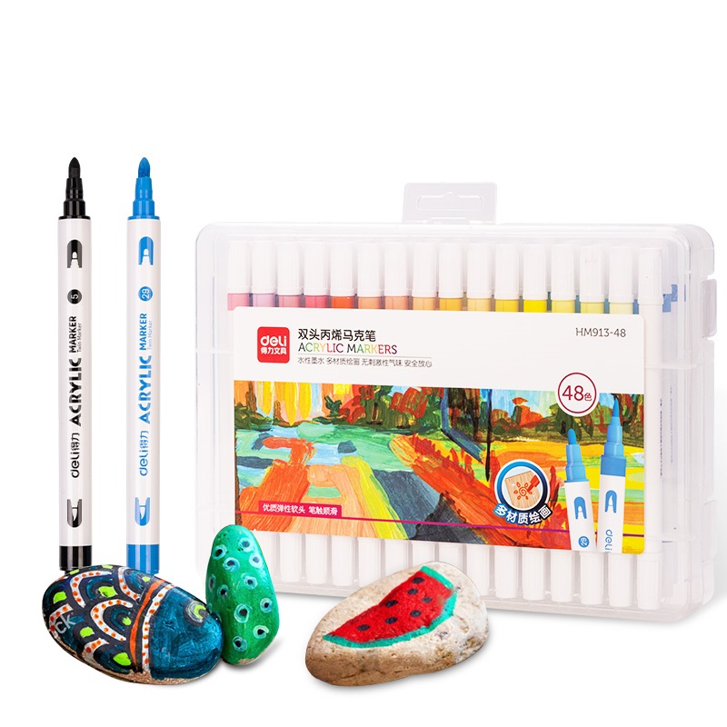Deli HM913-48 Double-headed Art Markers 48pcs/Box Set, OEM
