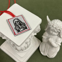 Pendentif Scapulaire Catholique Rétro en Fer et Tissu Non-Tissé, Ornement Charme Protecteur Sacré, Bijoux Transfrontaliers Marque MX