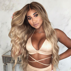 Prezzo all'ingrosso Ombre Biondo Cenere di Colore Dell'onda Del Corpo Del Virgin Cuticola Allineati Anteriore Del Merletto Dei Capelli Parrucche Per Le Donne - Product Image 1