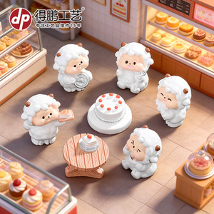 Dp Sheep Cake Shop Miniature Resin <b>Dolls</b> For Diy Dollhouse Decorations Desktop Ornaments - Product Image 2
