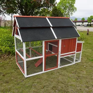 Characteristic Roof Wooden Chicken Coop Perches Nest Box Run Cage
