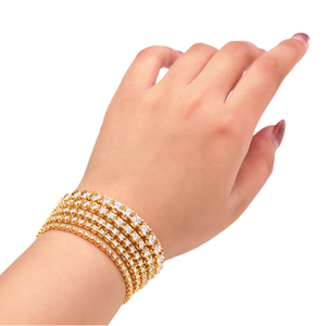 Pulsera de Lujo para Mujer Chapada en Oro con Moissanita, Corte Brillante Redondo, Engaste de Diamantes en Canal, Joyería para Fiesta - Product Image 2