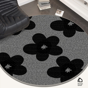 Round Area Rug Solid Color Polyester Fiber Cushioned Living Room Bedroom <b>Study</b> Home Use - Product Image 4