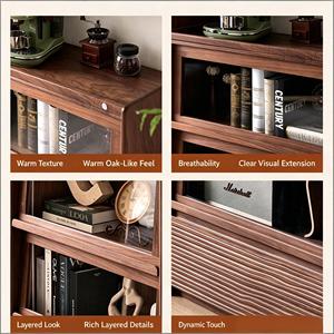 Mueble de Almacenamiento de Lujo para Sala de Estar, Estilo Medieval, de Madera Sólida, con Puertas de Vidrio, Estantes Ajustables y Protección Contra el Polvo - Product Image 3