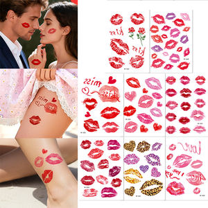 8 pièces de tatouages temporaires <span class=keywords><strong>sexy</strong></span> pour <span class=keywords><strong>couples</strong></span>, tatouages temporaires pour la Saint-Valentin, autocollants de baisers, cœur, fleur, faux tatouages pour le bras, le corps, le visage - Product Image 3