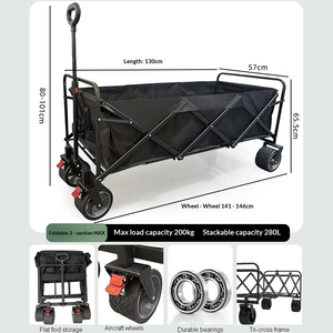 Direct Factory 1.3m Extended 400L Pickup Style Camping Wagon 12-Bearing Heavy Duty All-Terrain Utility Cart 40HQ FCL MOQ 100 - Product Image 4