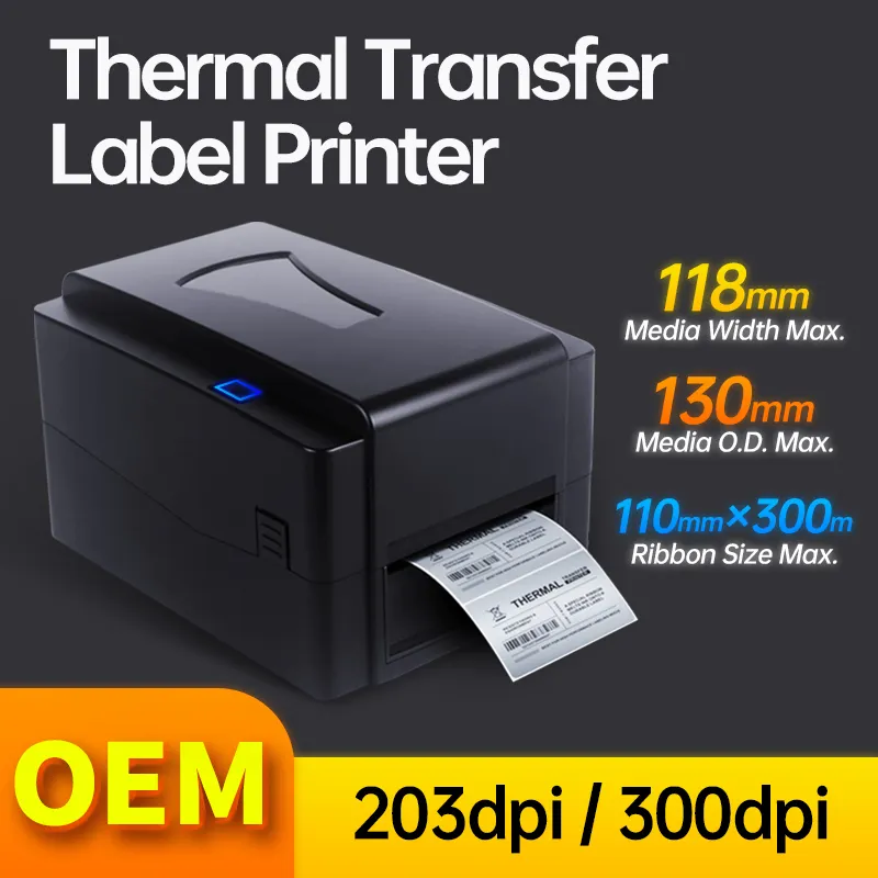 Impresora térmica de etiquetas multifunción de alta resolución, 300DPI, envío de etiquetas, 4x6, 110mm