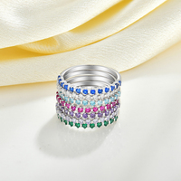 Bague demi-éternité en argent sterling 925 sertie de zircons cubiques ronds, empilable, bijou de mariage raffiné pour femme
