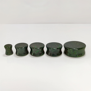 Plugs et Tunnels Plats pour Oreilles en Pierre de Sable Verte, Bijoux de Piercing Corporel Classiques, 6mm, pour Cadeau, Fête, Vente en Gros - Product Image 4