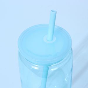 Nouvelle tasse en plastique transparente colorée de type paille, élégante et simple, résistante aux hautes températures, portable, grande capacité, pour le bureau, pour les boissons gazeuses - Product Image 4