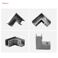Magnifique porte de douche de salle de bain en acier inoxydable poteau mural carré support de panneau en verre trempé pinces d'angle Clips antidérapants