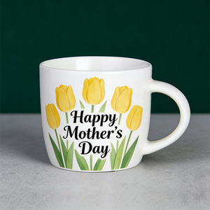 Taza de Cerámica Personalizada para el Día de la Madre con Diseño Floral - Taza de Café Blanca de 11 oz con Diseño de Girasol, Tulipán y Rosa, Regalo Personalizado para Mamá - Product Image 4