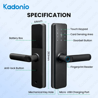 Manijas de Puerta con Cerradura Inteligente Kadonio para Interiores con Pantalla Táctil Electrónica, Contraseña Inteligente y Huella Digital sin Llave