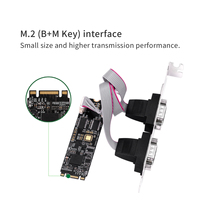 Tarjeta Adaptadora de Puerto Serie Dual RS232 Lekuo Industrial M.2 B+M Key, PCIe 2.0 X1, 2 Puertos, 921.6kbps, 16550 UART, 1 Año de Garantía