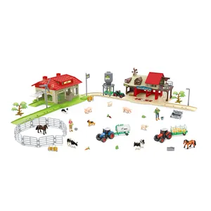假装玩场景模拟模型谷仓屋迷你奶牛农场动物套装儿童玩具
