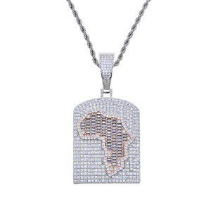 Nouveau Collier Pendentif Carte du <span class=keywords><strong>Monde</strong></span> Hip Hop, Micro-Pavé de Zircons Cubiques, Entièrement Sertie, pour Hommes, Style Rapper Urbain, Vente en Gros - Product Image 6