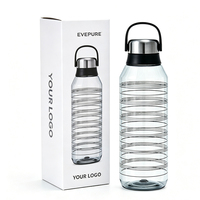 Bouteille d'eau Tritan personnalisée de 650 ml et 1000 ml, réutilisable, résistante à l'eau bouillante, adaptée aux voyages, à l'école, aux activités de plein air, à la salle de sport, à col étroit, sans BPA