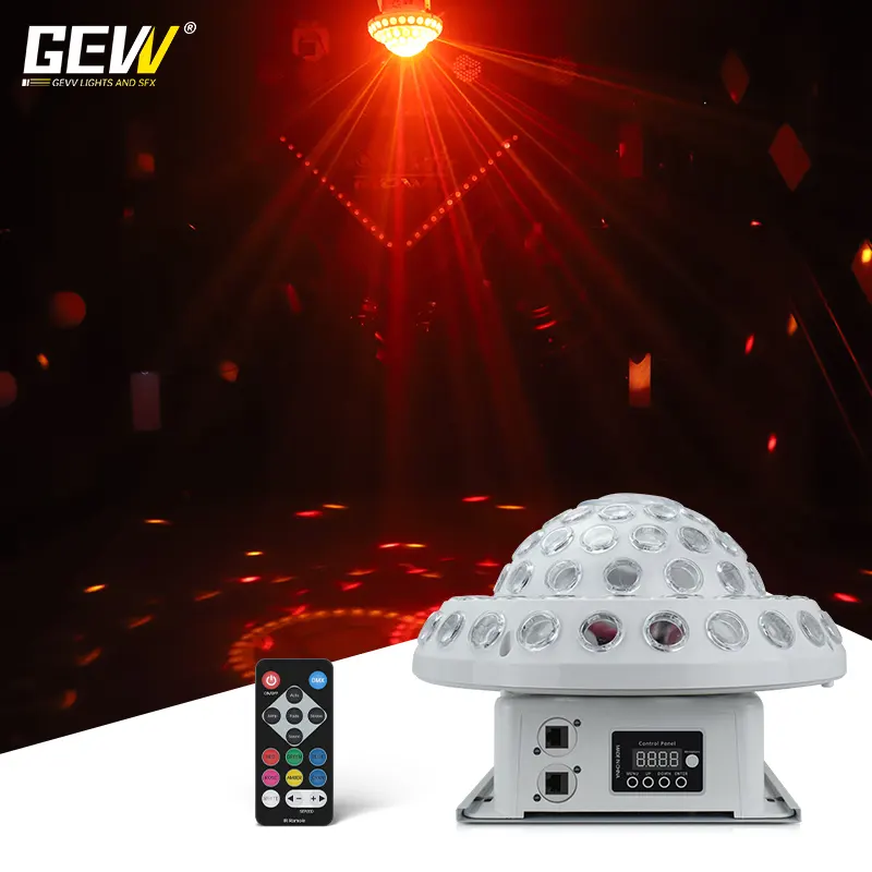 GEVV Laser Pattern Strobe Rgbw Led Stage Lights Effect Crystal Magic Ball Laser Light for Nightclub Disco