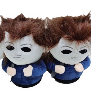 Halloween hoảng loạn Michael myers đồ chơi sang trọng dép kẻ giết người hàng loạt nhồi bông búp bê giày phim hoạt hình kinh dị Anime với một con dao bí ngô - Product Image 6
