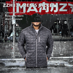 ZZH371 Men's Casual Winter Safari <b>Jacket</b> Canvas & Nylon Shell Zipper Closure <b>Mandarin</b> <b>Collar</b> OEM Service - Product Image 2