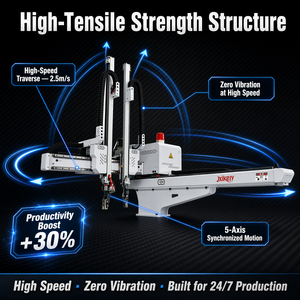 Robot à double <span class=keywords><strong>bras</strong></span> à <span class=keywords><strong>5</strong></span> <span class=keywords><strong>axes</strong></span> entièrement servo-assisté en acier trempé haute résistance, robot de préhension haute vitesse pour le moulage par injection de précision - Product Image 3