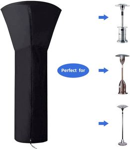 Housse de protection pour chauffage de terrasse rond 420D, robuste, imperméable, noire, 226x84cm, design moderne, fermeture éclair, toutes saisons, chauffage extérieur - Product Image 6