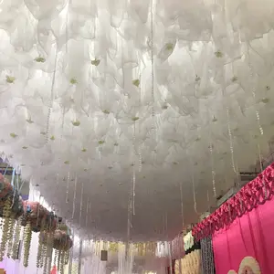 2024新しい結婚式の装飾ツールクラウドステージ天井結婚式のガーゼの装飾結婚式の天井ドレープ