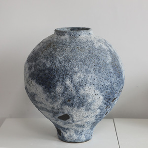 Chinese Style Antiqued Ceramic <b>Vase</b> <b>Set</b> Rustic Moonscape with Vintage Flower Pattern Glazed and Matt for Home Decor - Product Image 2