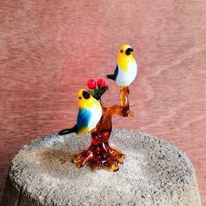 Ensemble de figurines d'oiseaux en verre soufflé à la main, thème animal coloré, ornement décoratif, artisanat d'art fait main - Product Image 4