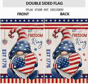 Banderas de Jardín con Diseño de Gnomo de la Libertad Americana, Decoración de Bienvenida para Interiores y Exteriores, Impresión Digital para el Día de la Independencia - Product Image 3