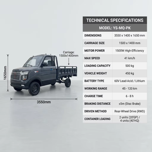 Camioneta Eléctrica Económica Esun, Mini Camión de Cuatro Ruedas, Baja Velocidad 45 km/h, Alcance de 100 km, para Logística <span class=keywords><strong>y</strong></span> Transporte de Pequeñas Empresas - Product Image 2