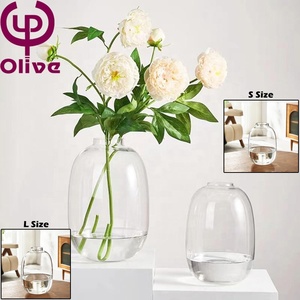 Artistic Hydroponic <strong>Flower</strong> Arrangement Floor <strong>Vase</strong> Oval Tall Big Belly Clear Amber Smoky Gray Home Decoration Large Glass <strong>Vase</strong> - Product Image 3