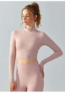 Camisetas y Tops Deportivos de Yoga de Manga Larga, Talla Grande, Transpirables, con Cuello Alto y Aberturas, Venta al Por Mayor 2026 - Product Image 4