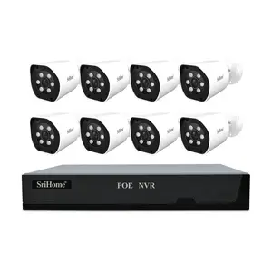 SriHome NVS005 5MP 8 Channel Security Camera System Auto Human Tracking Security 8Ch IP POE Bullet Camera NVR