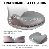 Coussin de siège ergonomique en mousse à mémoire de forme pour soulager la sciatique, coussin orthopédique pour le soutien des hanches et du coccyx, pour le bureau et la maison