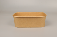 Boîte à salade rectangulaire en papier kraft pour emporter, 750 ml, avec couvercles en PP