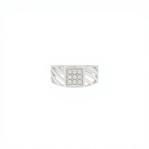 925 Sterling Silver Princess Cut CZ Cluster <b>Ring</b> Pave Setting Geometric Design Classic Style Unisex Engagement Jewelry - Product Image 1