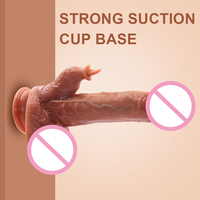 Vibromasseur réaliste en silicone le plus vendu, avec fonction de léchage de langue, de poussée, de chauffage et de vibration, avec ventouse