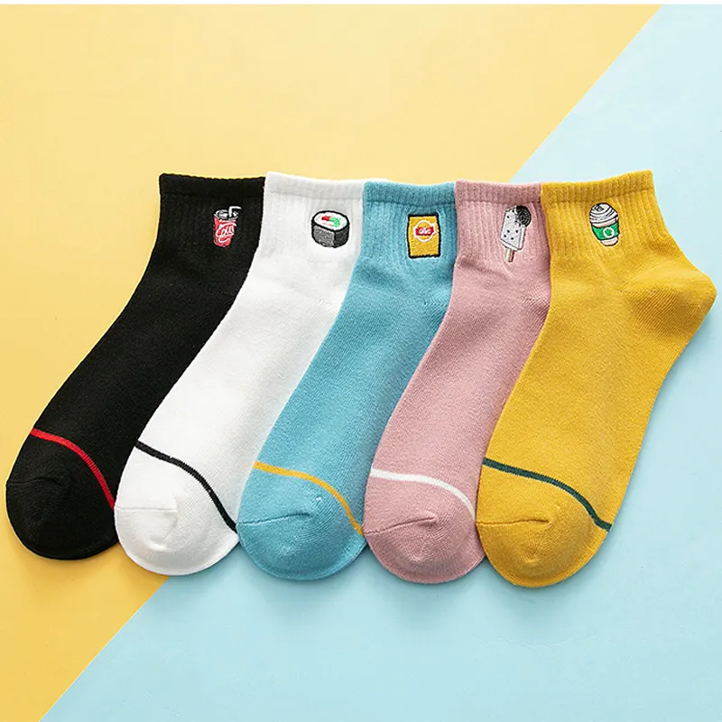 Manufacturer designer famous brands socks custom logo breathable cotton women short ankle socks