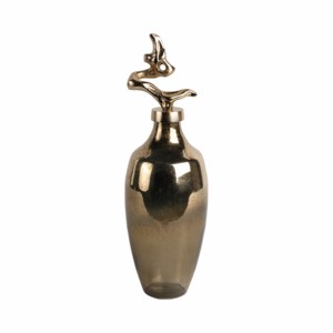 Vaso in vetro con accento scultoreo in metallo a forma di bottiglia per decorazioni casa e ufficio, composizioni floreali - Product Image 1
