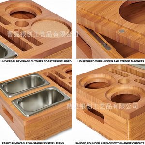 Wooden Compartmentalized <b>Storage</b> <b>Tray</b> With 4-7 Sections Rectangle Shape For Snack Fruit Dessert Serving Living Room Use - Product Image 5