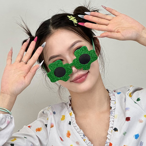 Patricks Day Shamrock Lunettes de soleil Irish Green Four Leaf Clover Glasses <span class=keywords><strong>Leprechaun</strong></span> Costume Accessoires Lunettes - Product Image 3