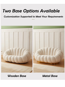 كرسي استرخاء فاخر بتصميم تاتامي، مصنوع من الصوف الصناعي بلون كريمي، مناسب لغرفة النوم والشرفة، كرسي كسول على شكل يقطينة - Product Image 5