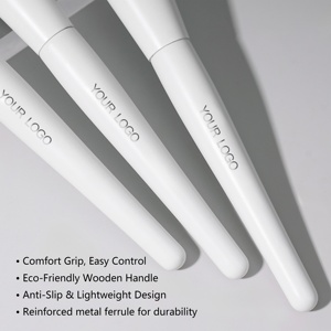 YM alta qualità Custom 15 pezzi manico in legno Set di pennelli per il trucco forma piatta per il viso correttore Eyeliner sopracciglia Cruelty-Free Vegan - Product Image 5