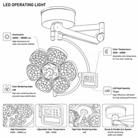 Lampe chirurgicale LED6 sans ombre à température de couleur réglable, montée au plafond, instrument chirurgical vétérinaire pour hôpital vétérinaire