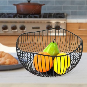 Wire Fruit Basket Bowl Black <b>Standing</b> Type Kitchen Storage Food Container Nordic Design - Product Image 2